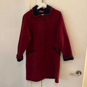 Vintage Red Duffle mid length coat made in italy size small to medium